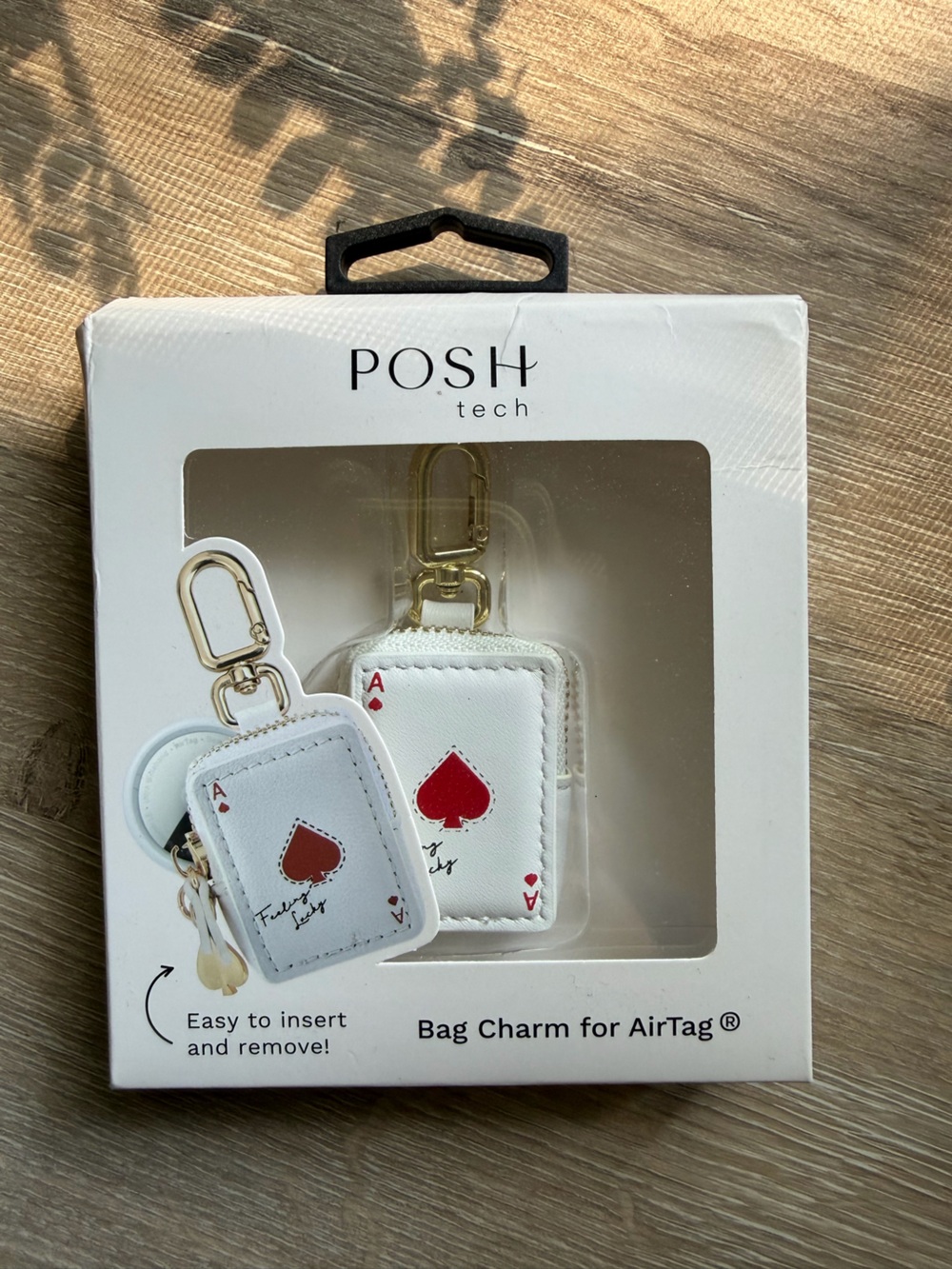 Bag Charm for AirTag Feeling Lucky White Ace of Spades NWT - Picture 2 of 4